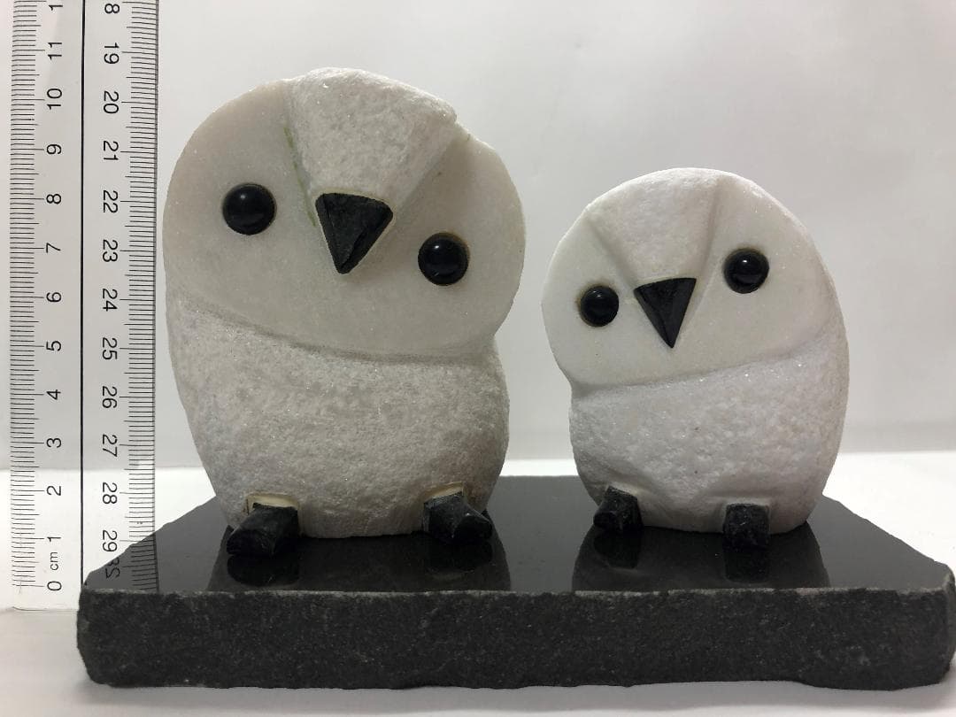 夫婦ふくろう(大理石)の置物