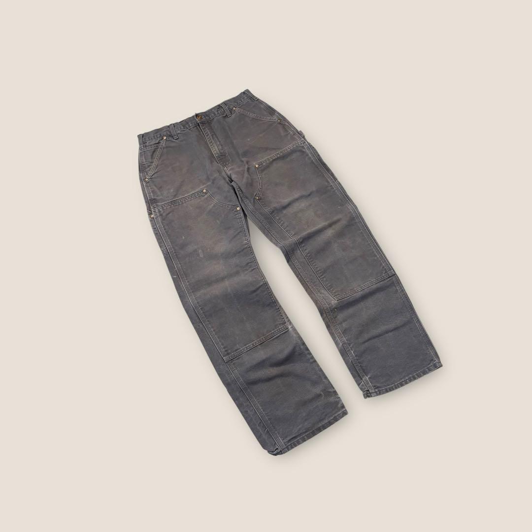 90’s USA製 Carhartt ダブルニーパンツ シルバーグレー w34