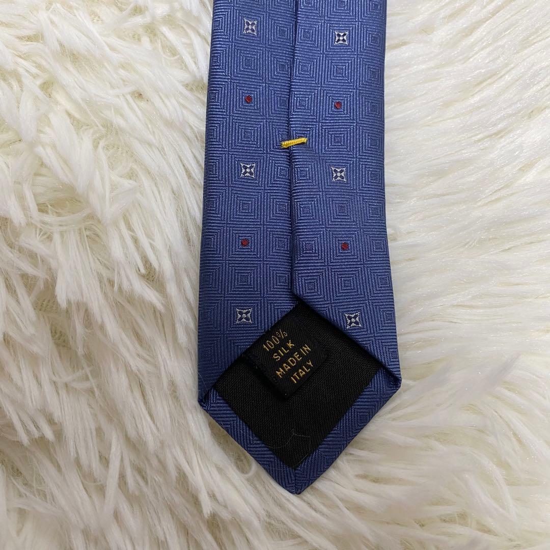 Louis Vuitton シルクネクタイ ブルー 小紋柄 ルイヴィトン