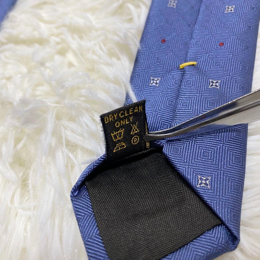 Louis Vuitton シルクネクタイ ブルー 小紋柄 ルイヴィトン