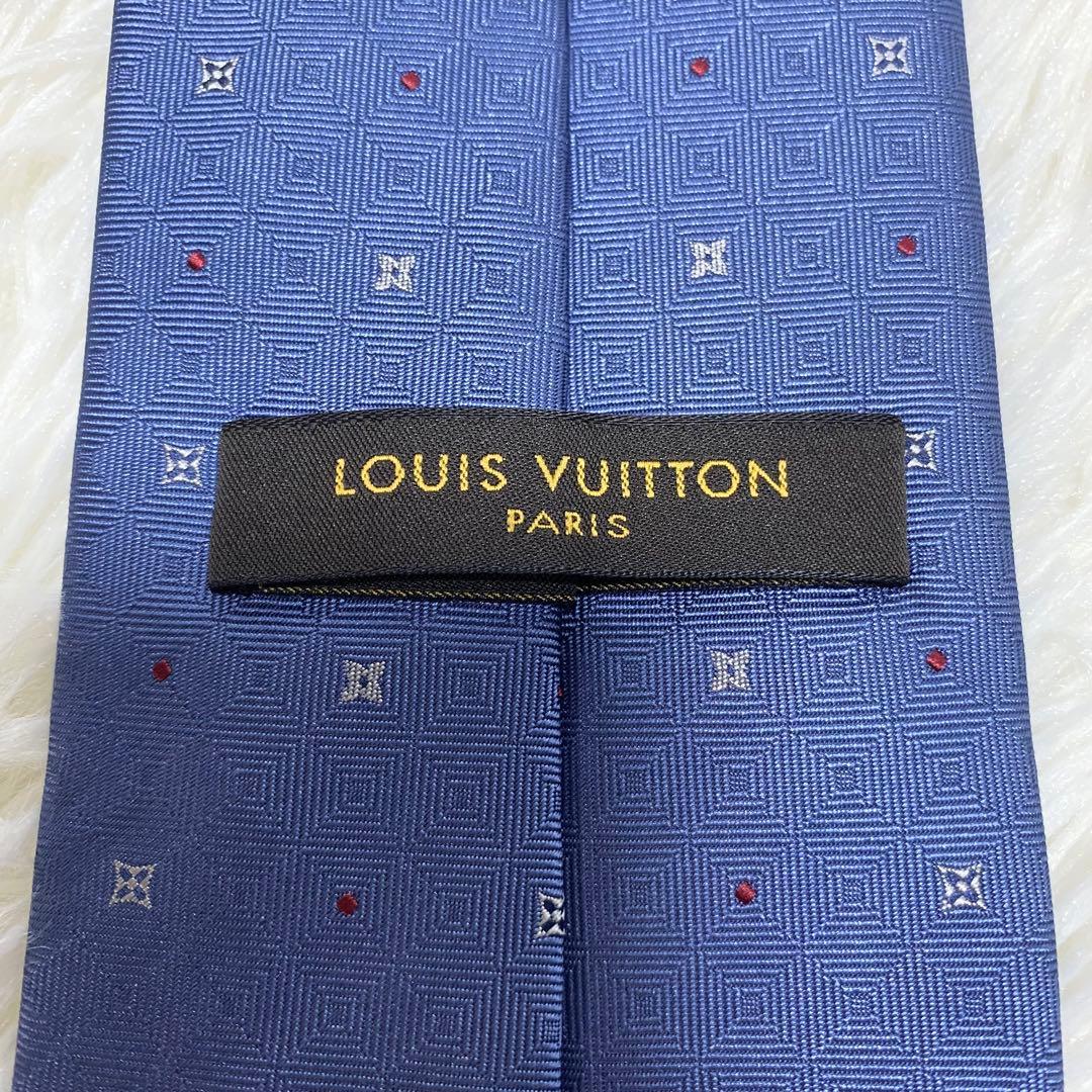 Louis Vuitton シルクネクタイ ブルー 小紋柄 ルイヴィトン