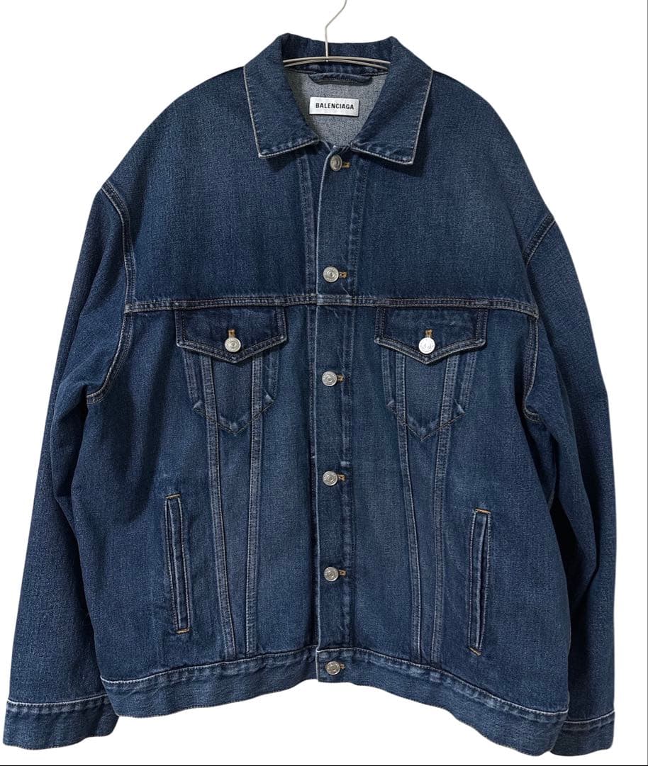 BALENCIAGA バックロゴデニムジャケット ダークブルー