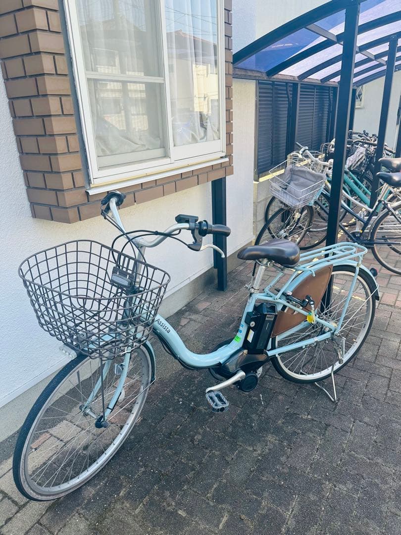 水色 電動アシスト自転車 シティタイプ