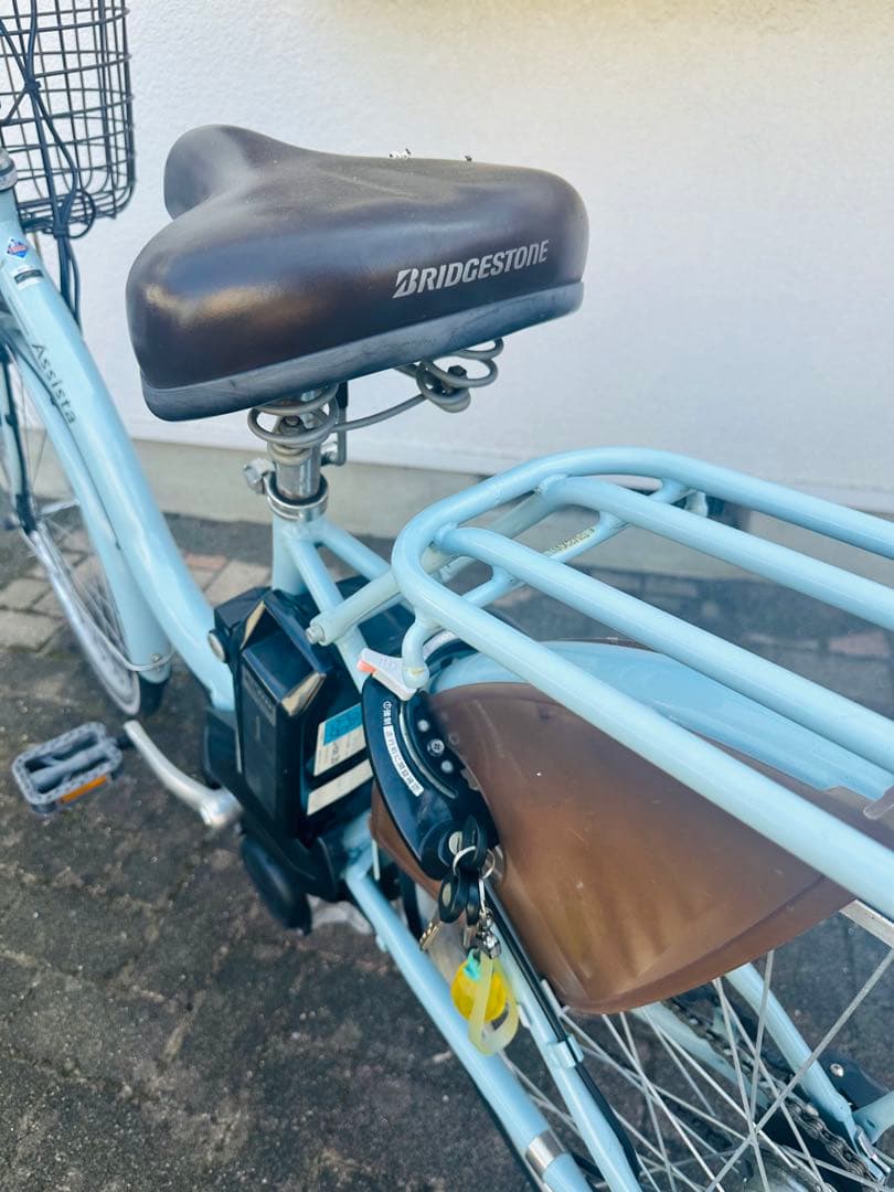 水色 電動アシスト自転車 シティタイプ