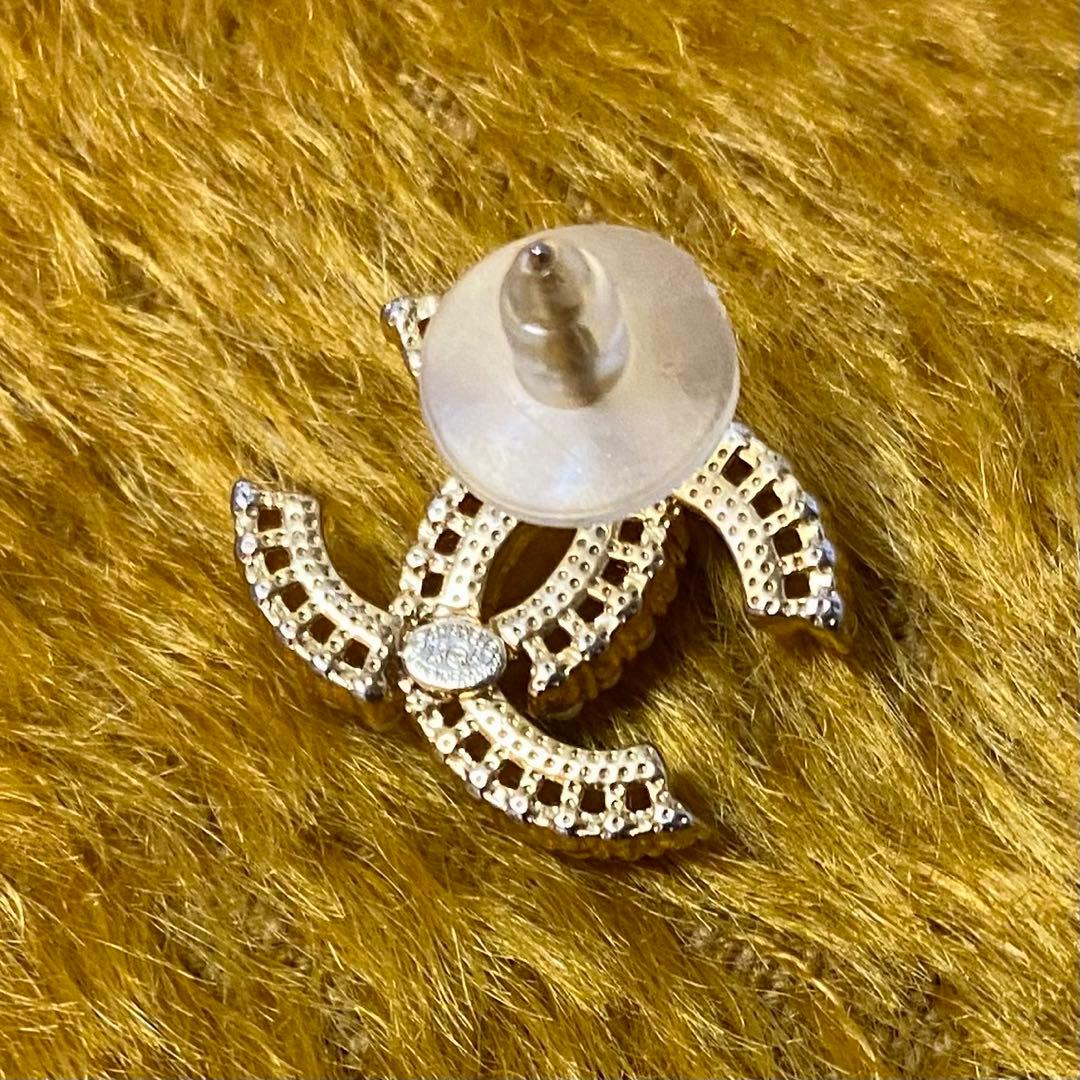 シャネル CHANEL ピアス 片方 パール調 ラインストーン 片耳 刻印