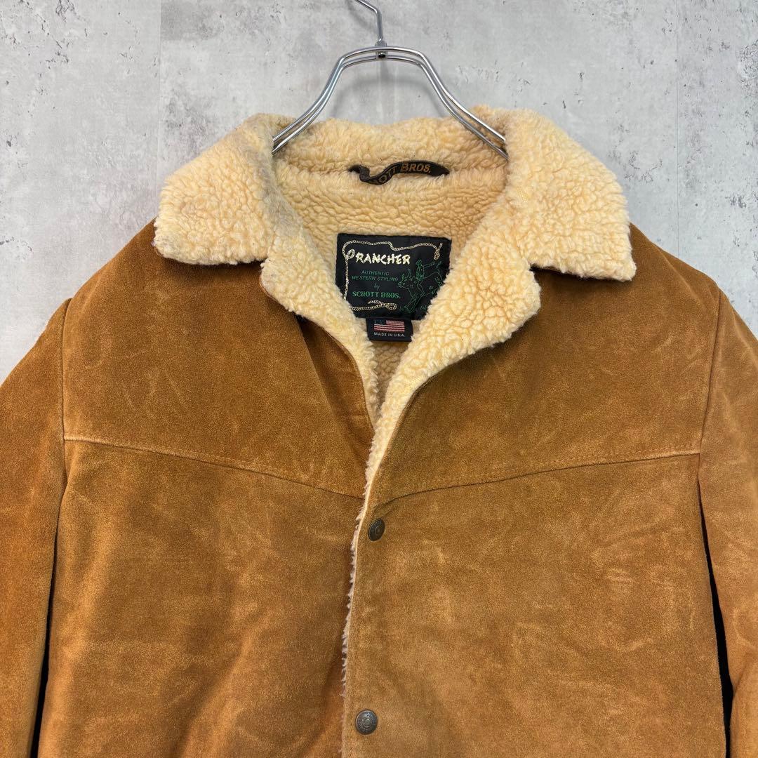 ヒロ schott ランチコート レザー ジャケット スウェード USA製