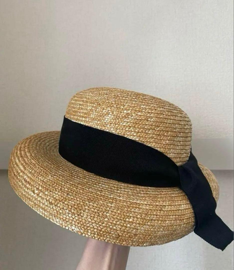 PUI Audrey hat☆石田制帽☆ホワイト麦わら帽子☆Mサイズ