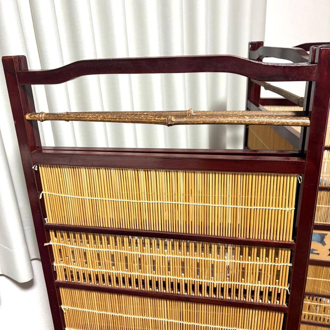 【良品】透かし彫り　簾屏風　衝立　パーテーション　間仕切り　昭和レトロ