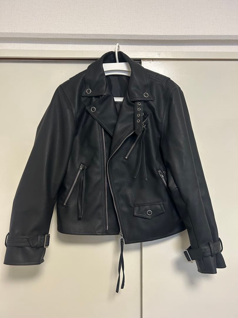 ヴィンテージライク合皮ライダースジャケット