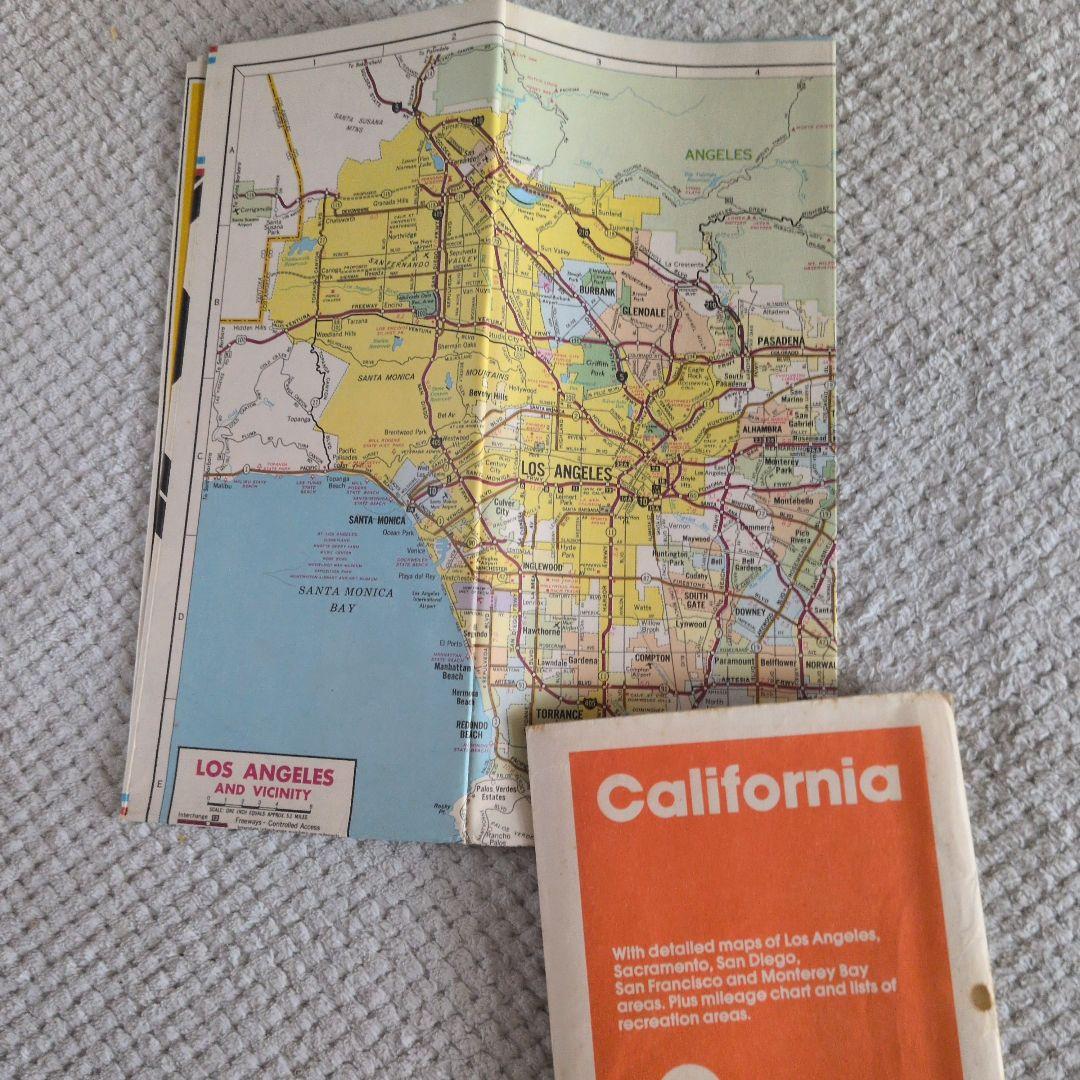 希少1978カリフォルニア州 地図と観光パンフレット