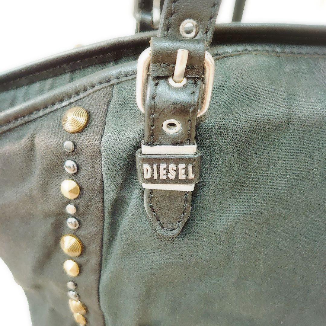 廃盤モデル　DIESEL　トートバッグ　スタッズ　キャンバス　レザー　Y2K
