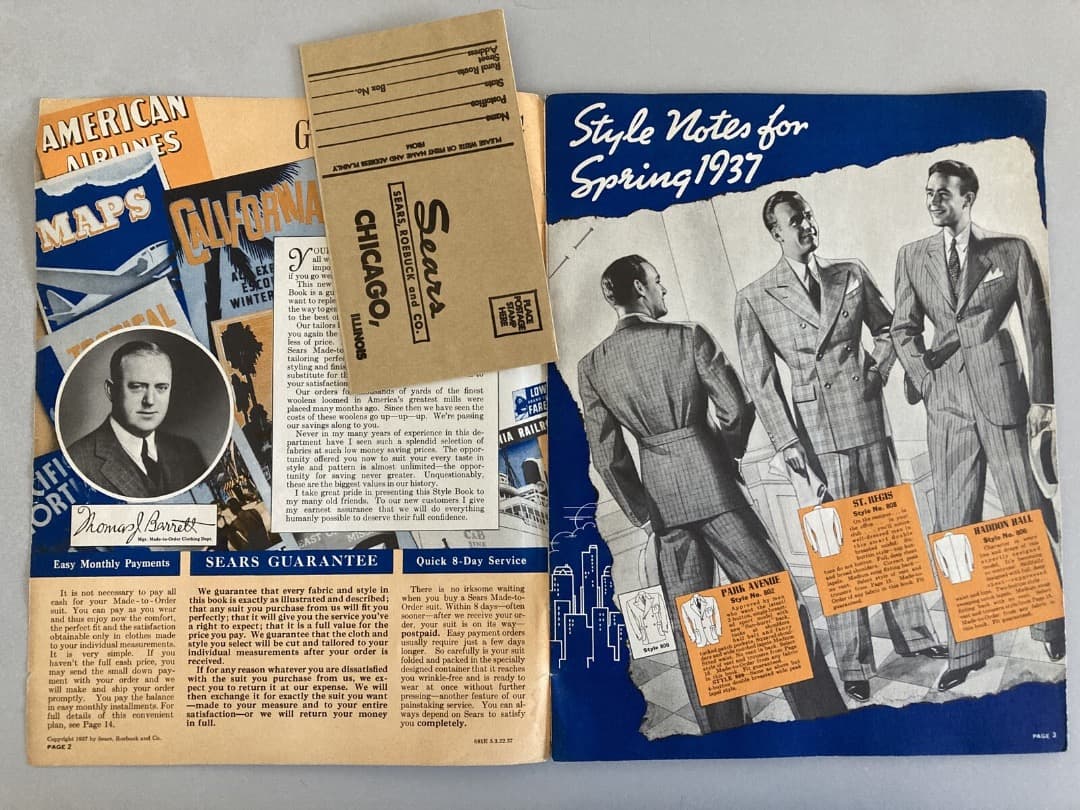 SEARS 1937年メンズ カタログ 生地見本付き