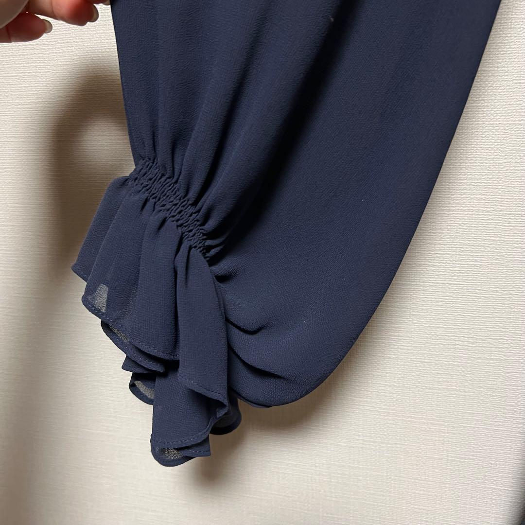 SNIDEL 新品 ロングワンピース フリル シフォン ネイビー パーティー