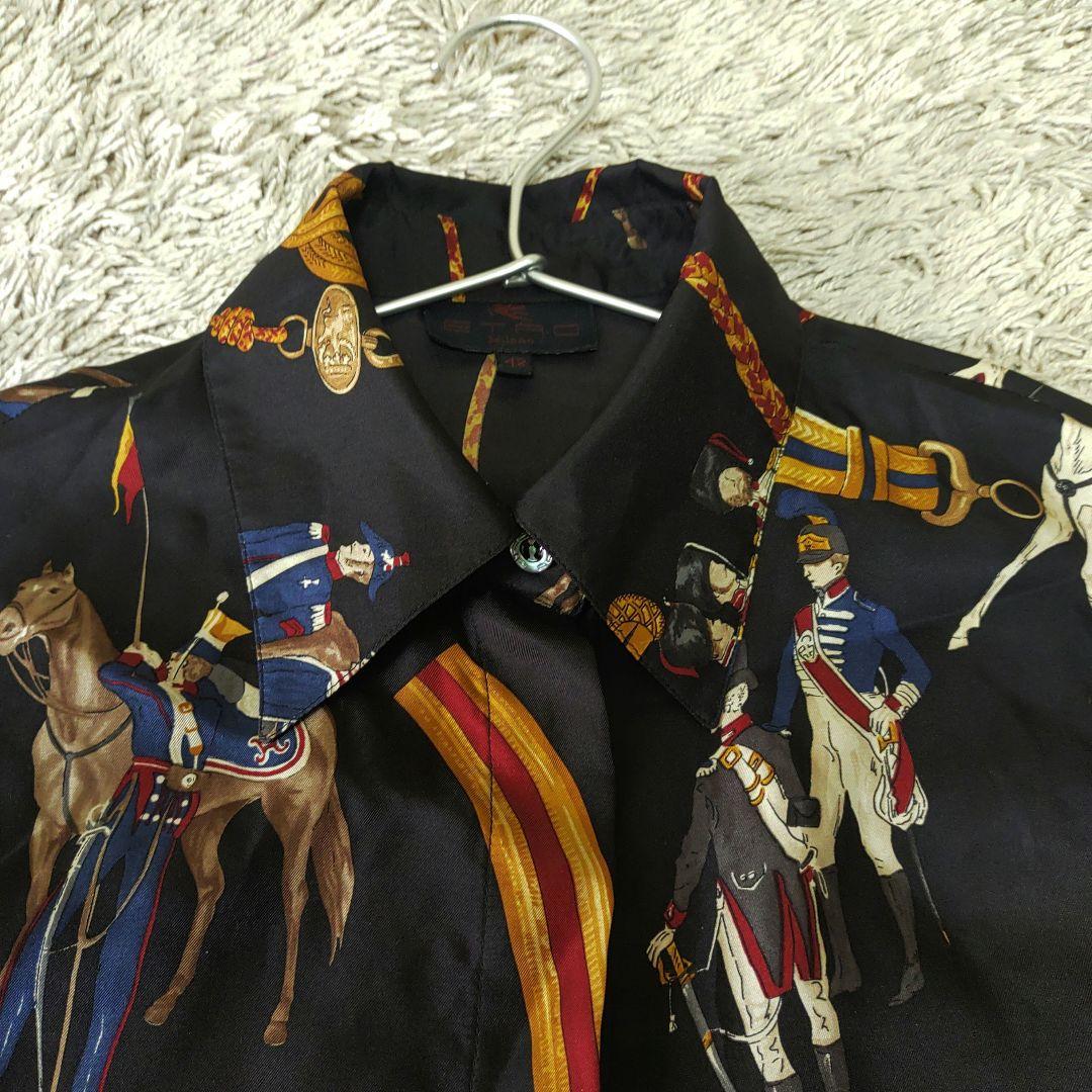 【美品】ETRO　エトロ　シルク　絹　42 XLサイズ　長袖シャツ　貴婦人　比翼