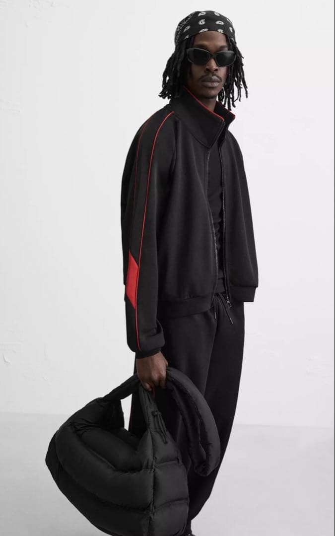 2175 新品　ZARA 完売品　レトロ　サッカー　ジャケット　ブラック　M