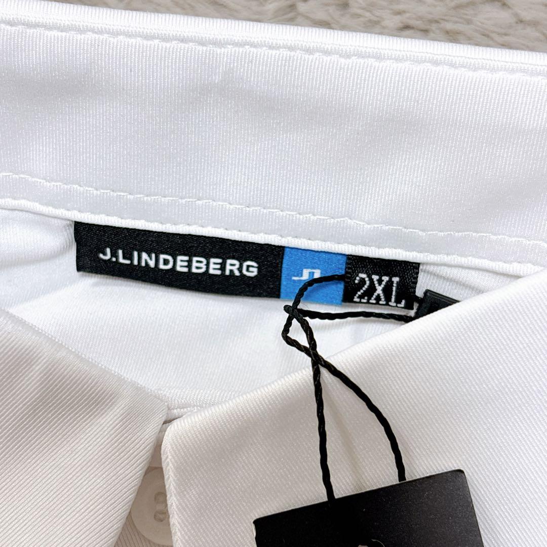 新品✨ J.LINDBERG ゴルフ メンズ ポロシャツ 2XL 白 水色