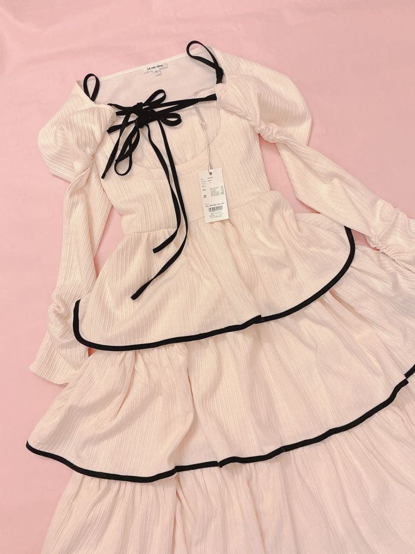 ワンピース M me eme Tiered ribbon ensemble onepiece