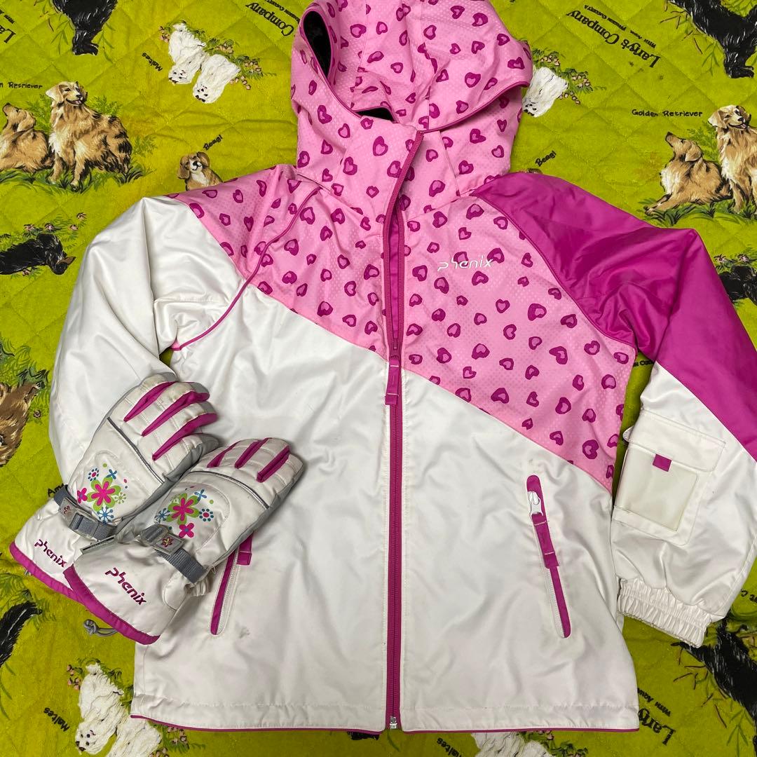 【美品】フェニックス スキーウェア上下セット150cm手袋付き