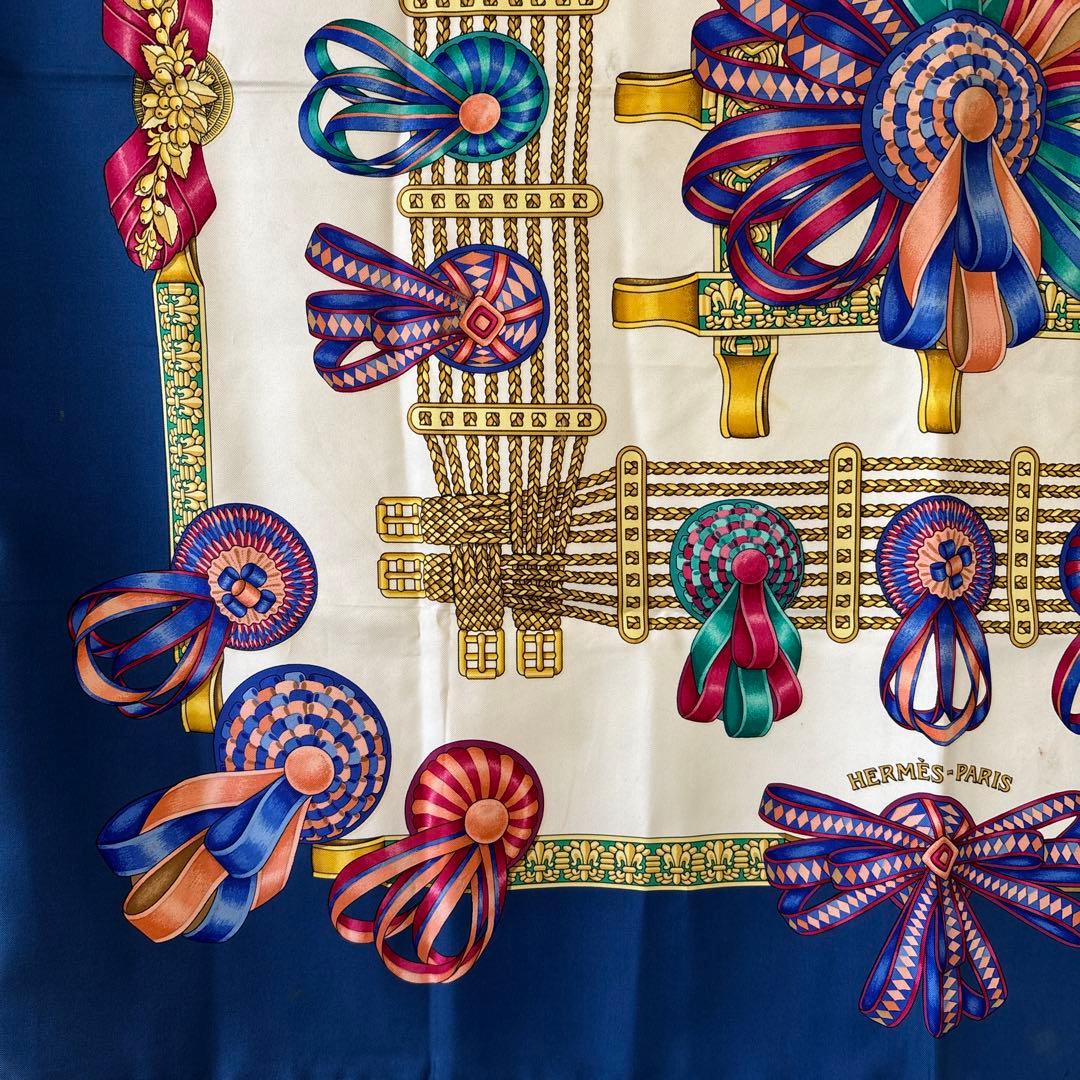 HERMES　エルメス　大判スカーフ　馬のリボン飾り　5674