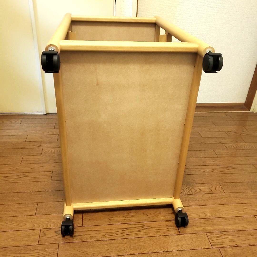 【良品】karimoku キッチン ワゴン キャスター付き トレイ付き 木製