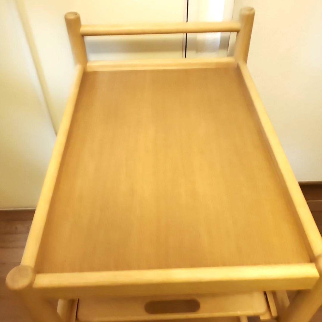【良品】karimoku キッチン ワゴン キャスター付き トレイ付き 木製