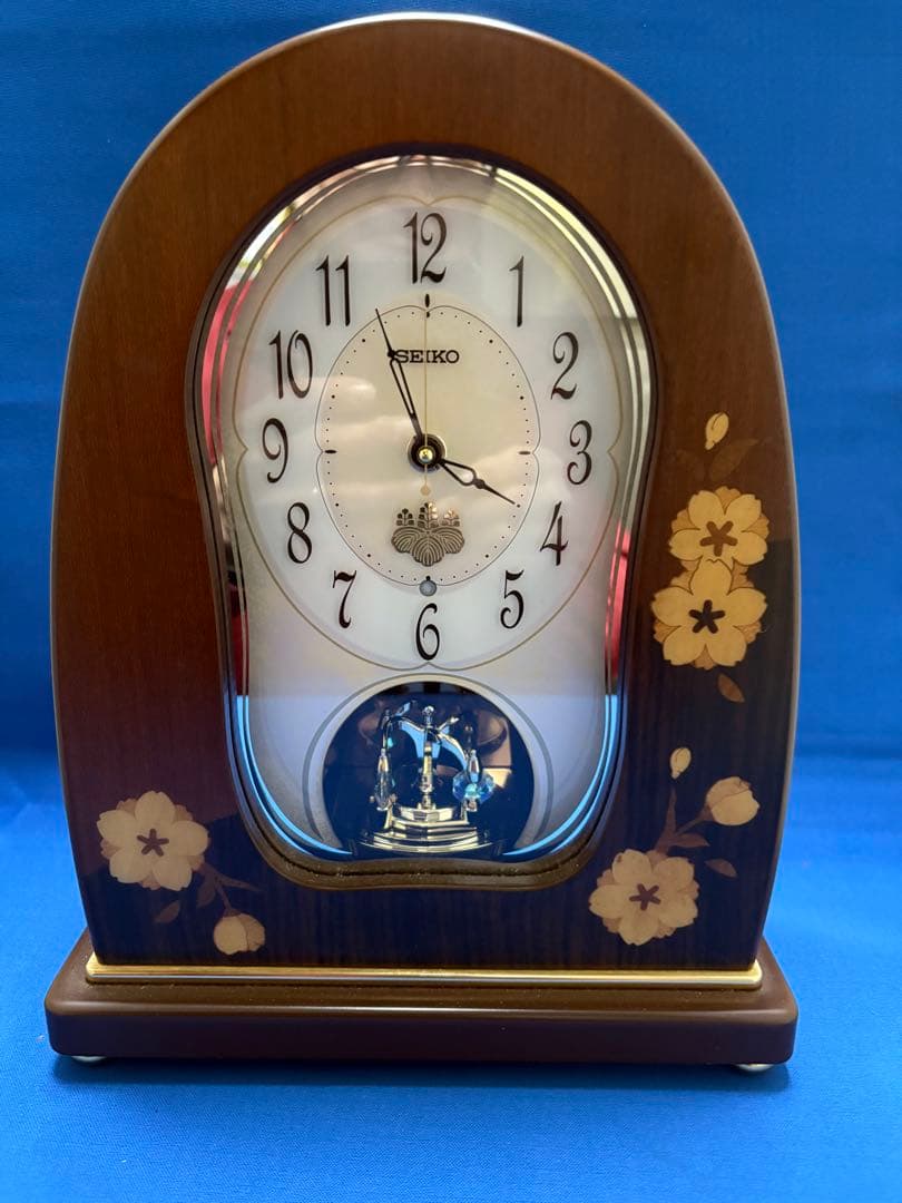 SEIKO アーチ型置時計 花柄 電波