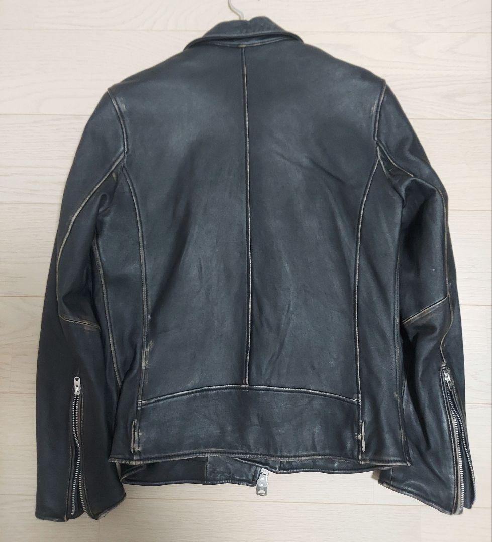な*べ様 希少XL USED加工 ナノユニバース ラムレザー ダブルライダースジ