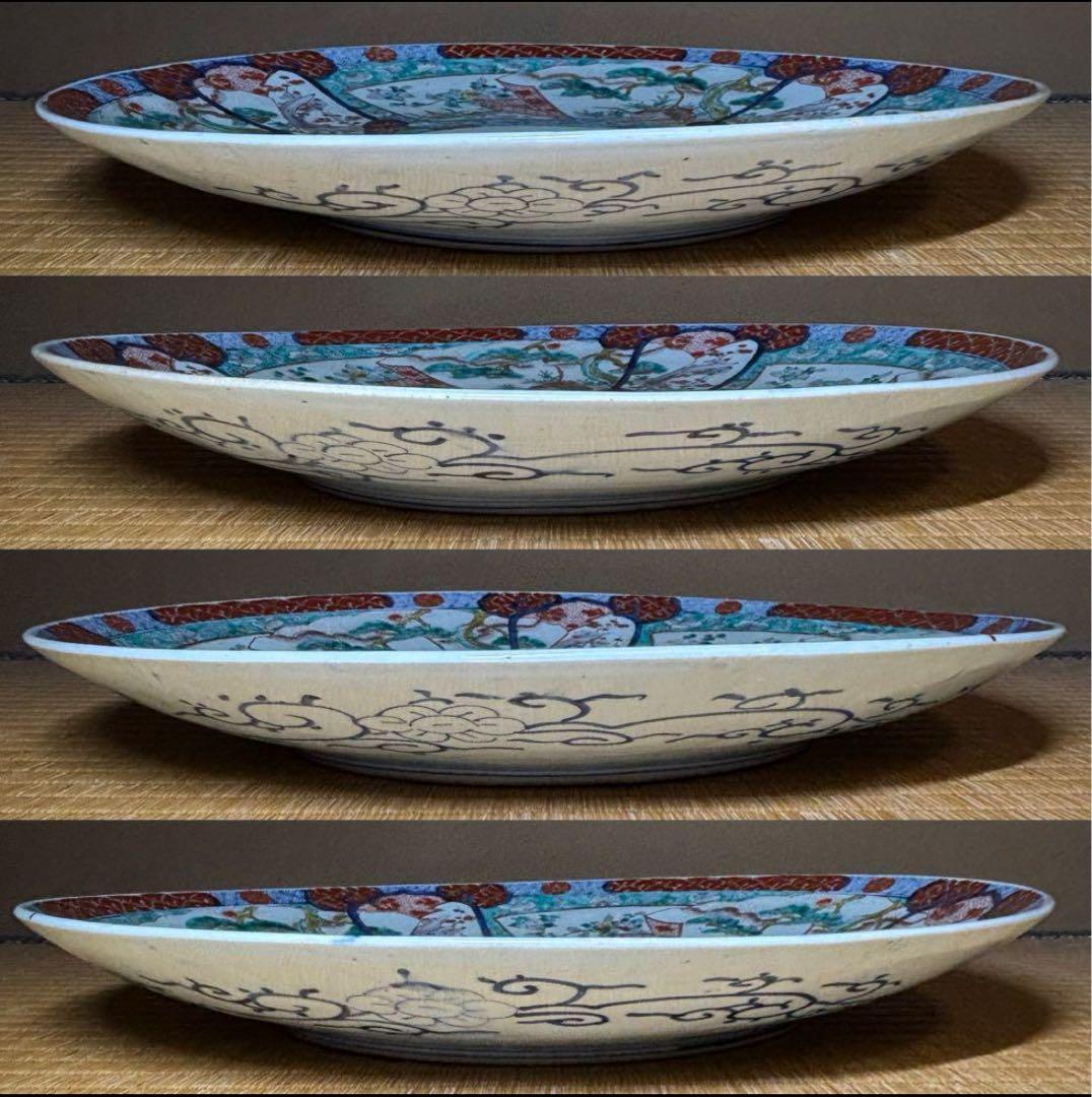 伊万里焼！ 古伊万里/色絵！松竹梅・鶴亀 図柄 大皿/1点！直径 約46.5㎝