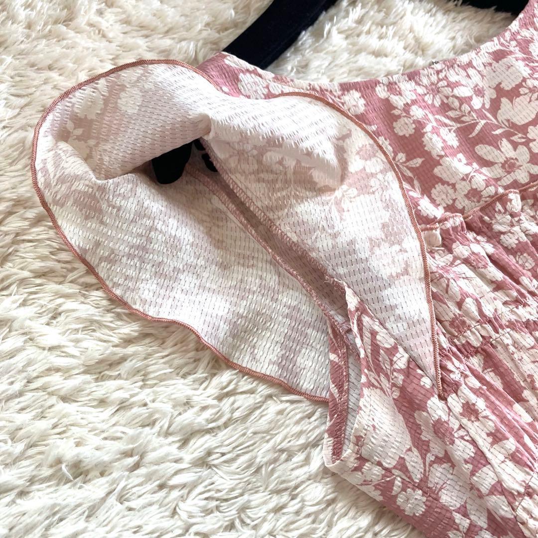 【美品】トッカ 洗える スターチスドレス フラワー ワンピース フレンチスリーブ