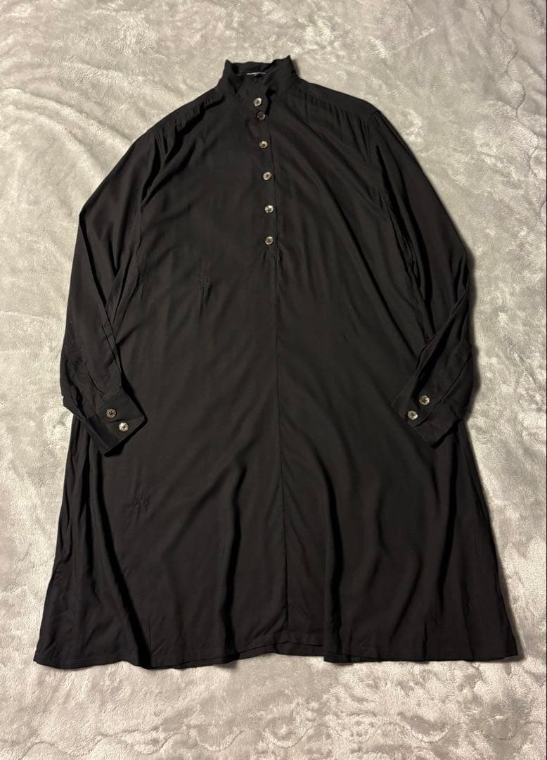ANN DEMEULEMEESTERシャツワンピース 黒 レーヨン 変形