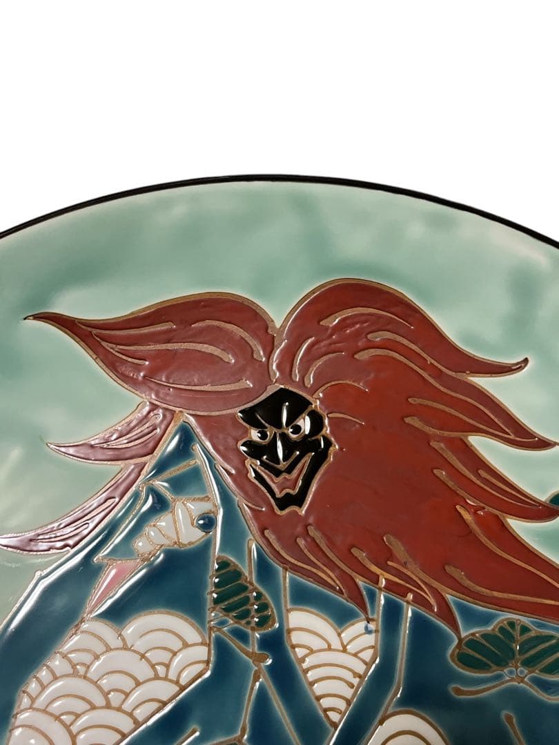 有田焼　額皿　秀峰作　獅子　一尺五寸　大皿