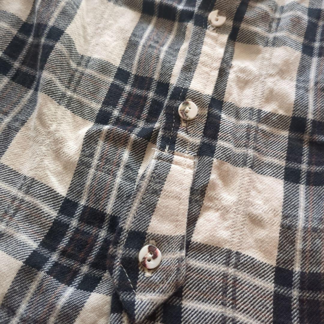 CLOTH&CROSS チェック　シャツ　ノーカラー　ハグオーワー