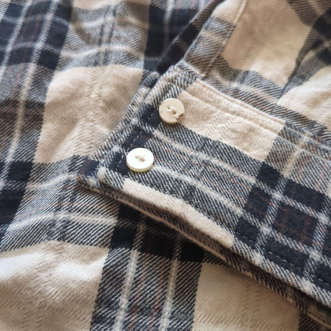 CLOTH&CROSS チェック　シャツ　ノーカラー　ハグオーワー