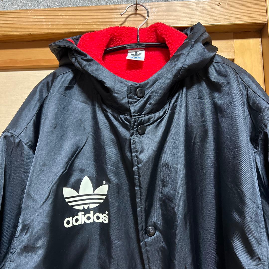 ヴィンテージ 古着 adidas アディダス ベンチコート デサント製　黒　L