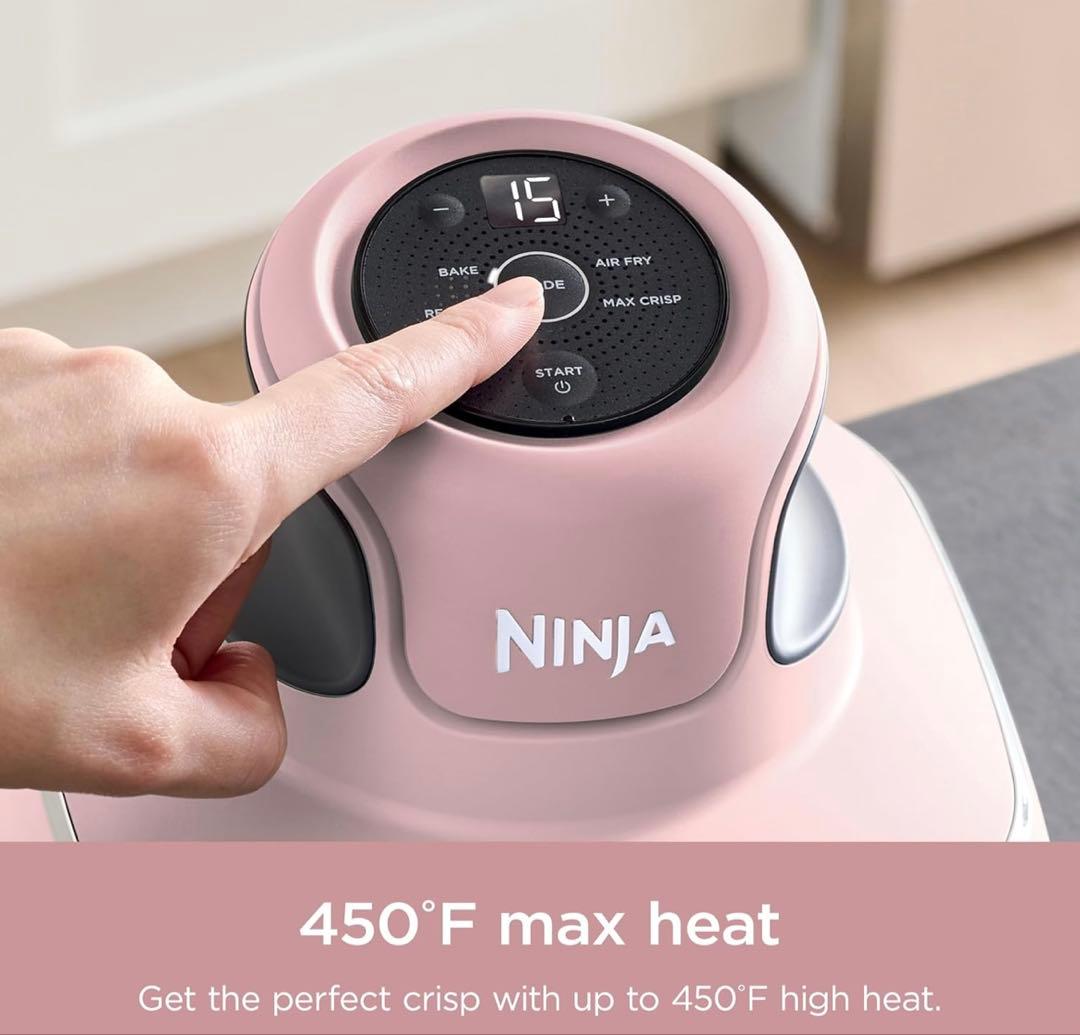 ninja crispi エアフライヤー　ガラスポータブル調理システム　ピンク
