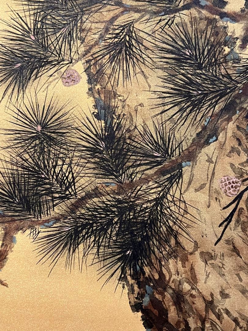 国井幸雪『遊鯉』 肉筆 共箱 日本画 掛け軸 掛軸 金泥 絵画 茶掛 錦鯉 こい