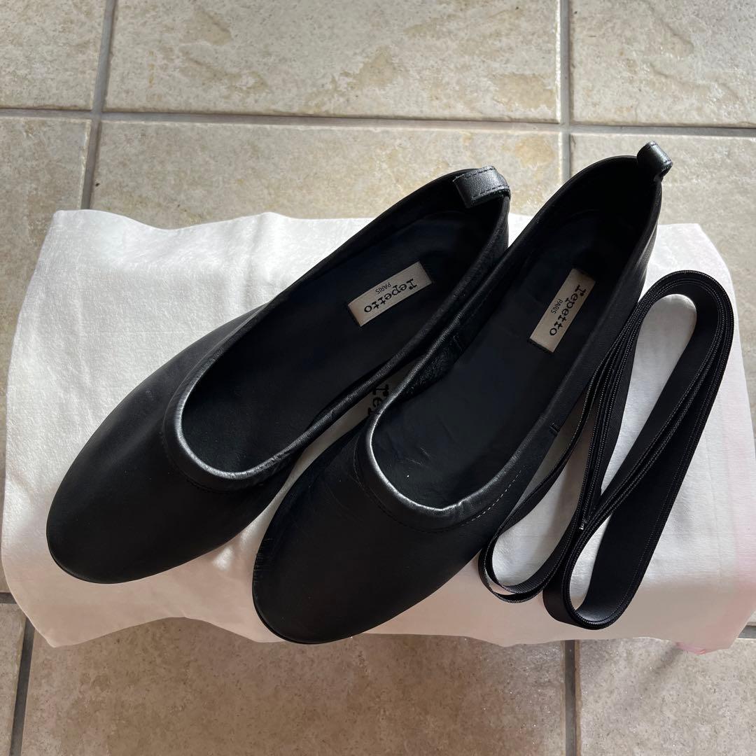 repetto レペットバレエシューズ 黒 牛革　37.5 (24.5cm)