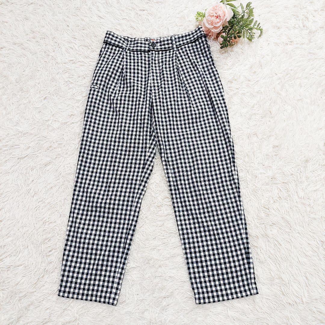 美品 BEAMS GOLF 洗える コットン ギンガムチェック ゴルフ パンツ