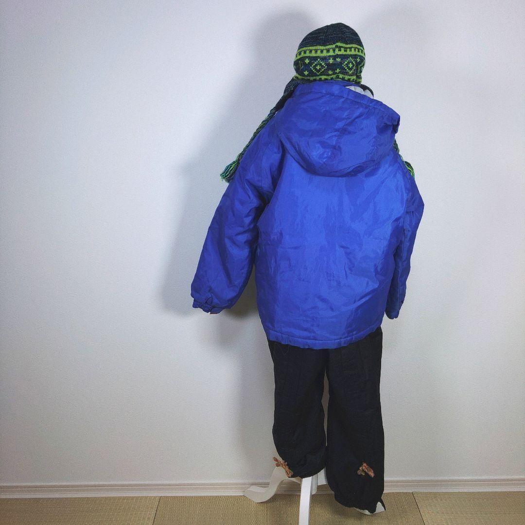 スキーウェア　130cm　男の子　キッズ　子供　ブルー　ブラック　ニット帽