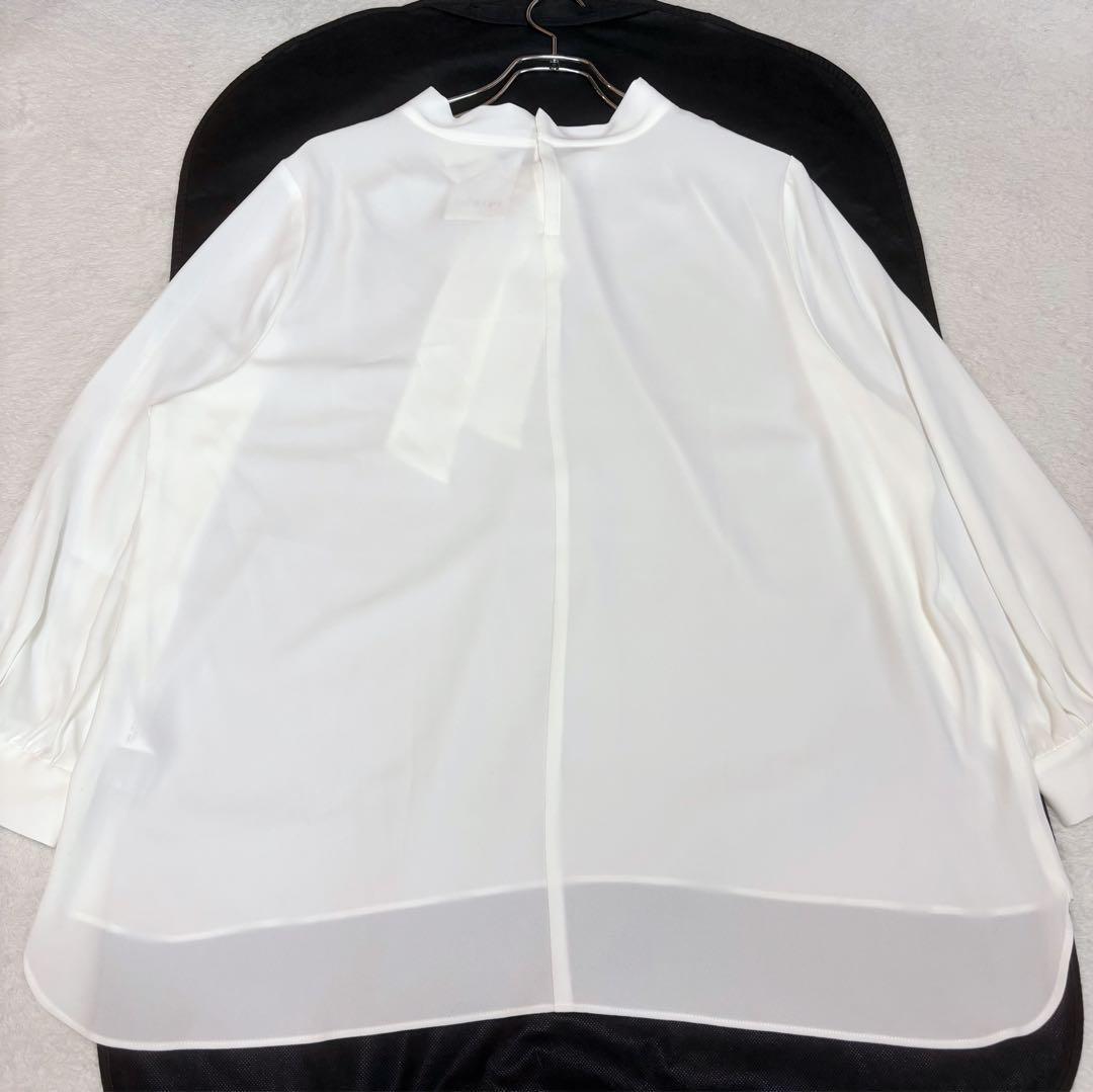 タグ付新品✨24SS完売 INDIVI ボウタイブラウス 白 大きいサイズ19号