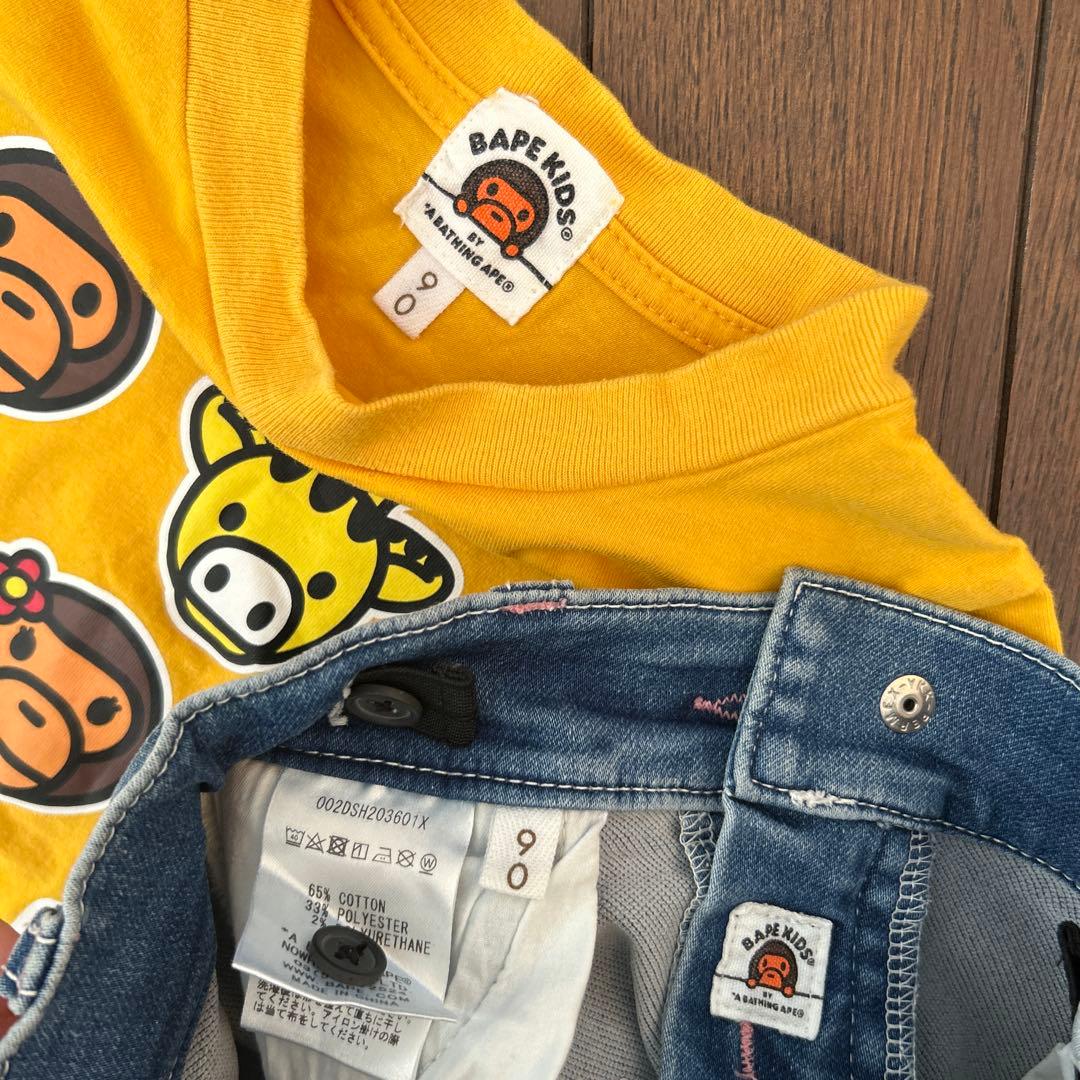 BAPE KIDS Tシャツとデニムショーツセット 90cm正規品