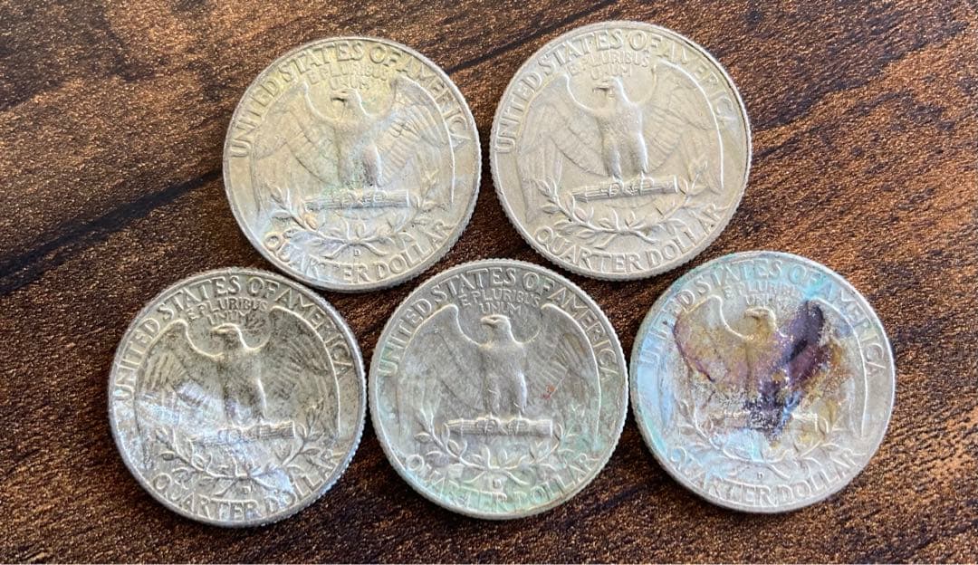 1964年　ワシントン　25セント銀貨　5枚セット