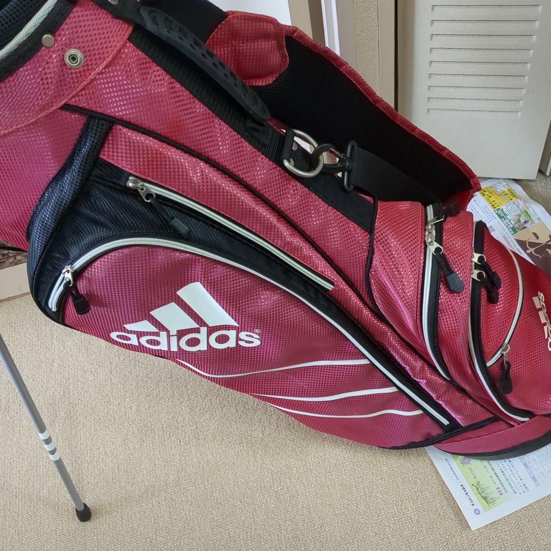 adidas 赤 キャディバッグ ストライプデザイン