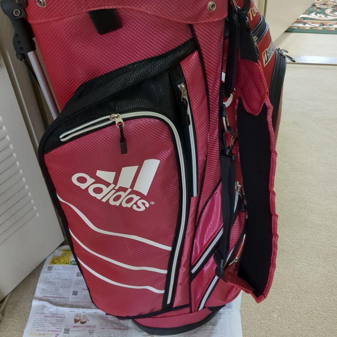 adidas 赤 キャディバッグ ストライプデザイン