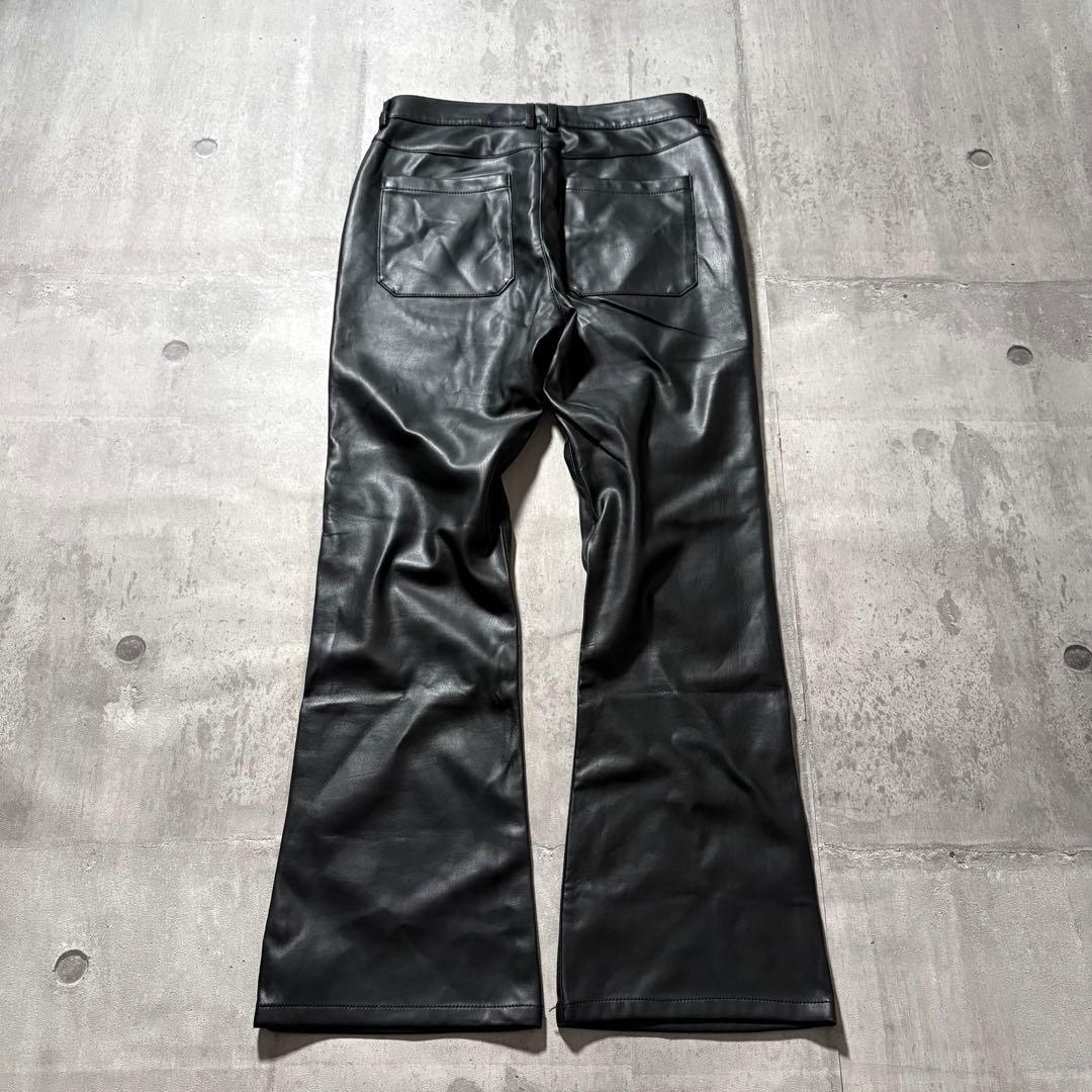 パンツ 00s leather flare pants y2k dark wear