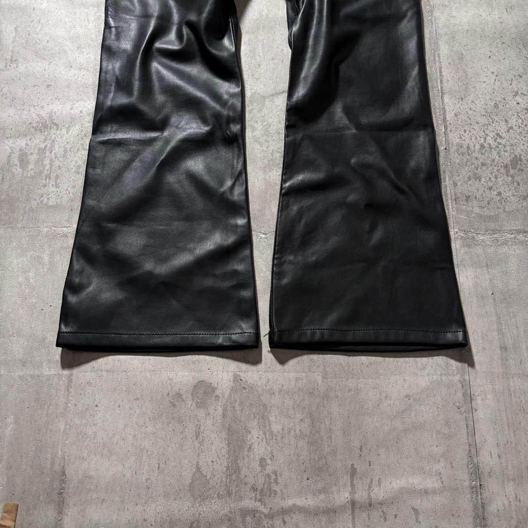 パンツ 00s leather flare pants y2k dark wear