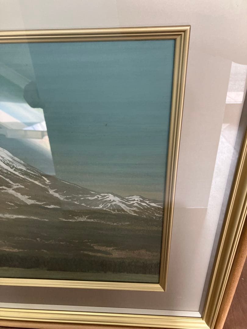 【額装絵画】宮西東洋雄　『待春大山』　額縁付　タペストリー　大型絵画