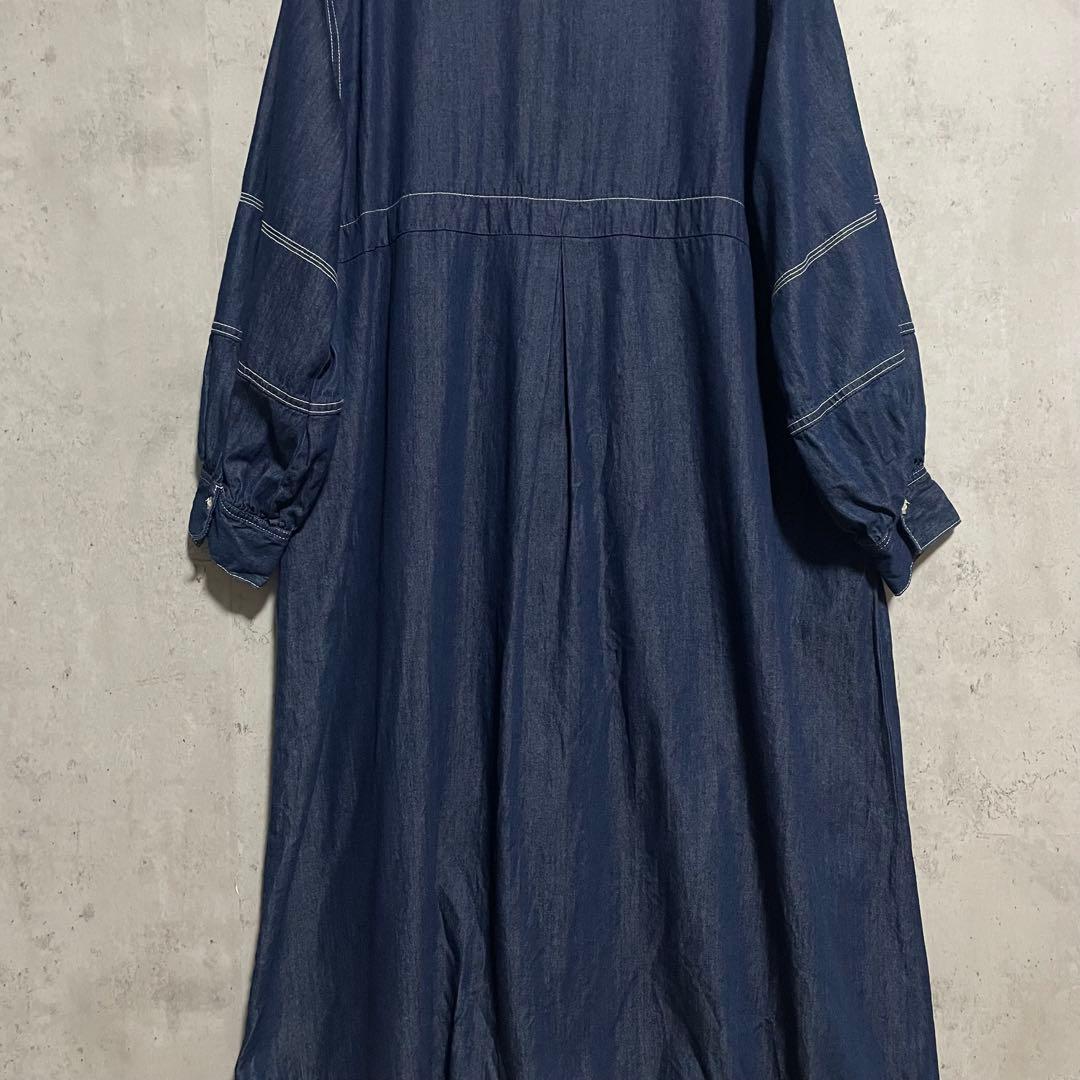 PLUS OTO.HA　プラスオトハ　 ステッチ　テンセルデニムシャツワンピース