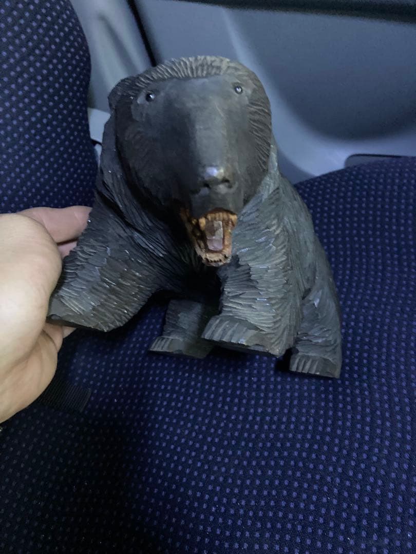 木製クマの置物3点セット