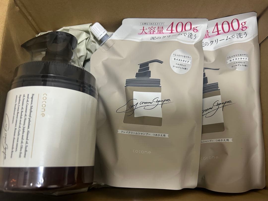 cocone クレイクリームシャンプーモイストボトル&詰め替え2個セット